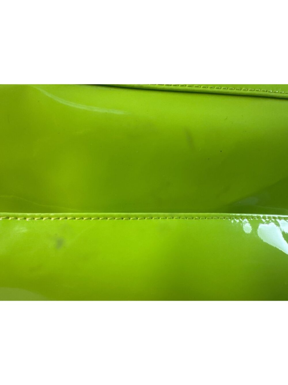 Trumpette Neon Glossy Patent Green Tennis Bag W/Shoulder Strap & Handles - Picture 6 of 15